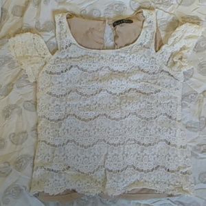 White patterned off the shoulder top